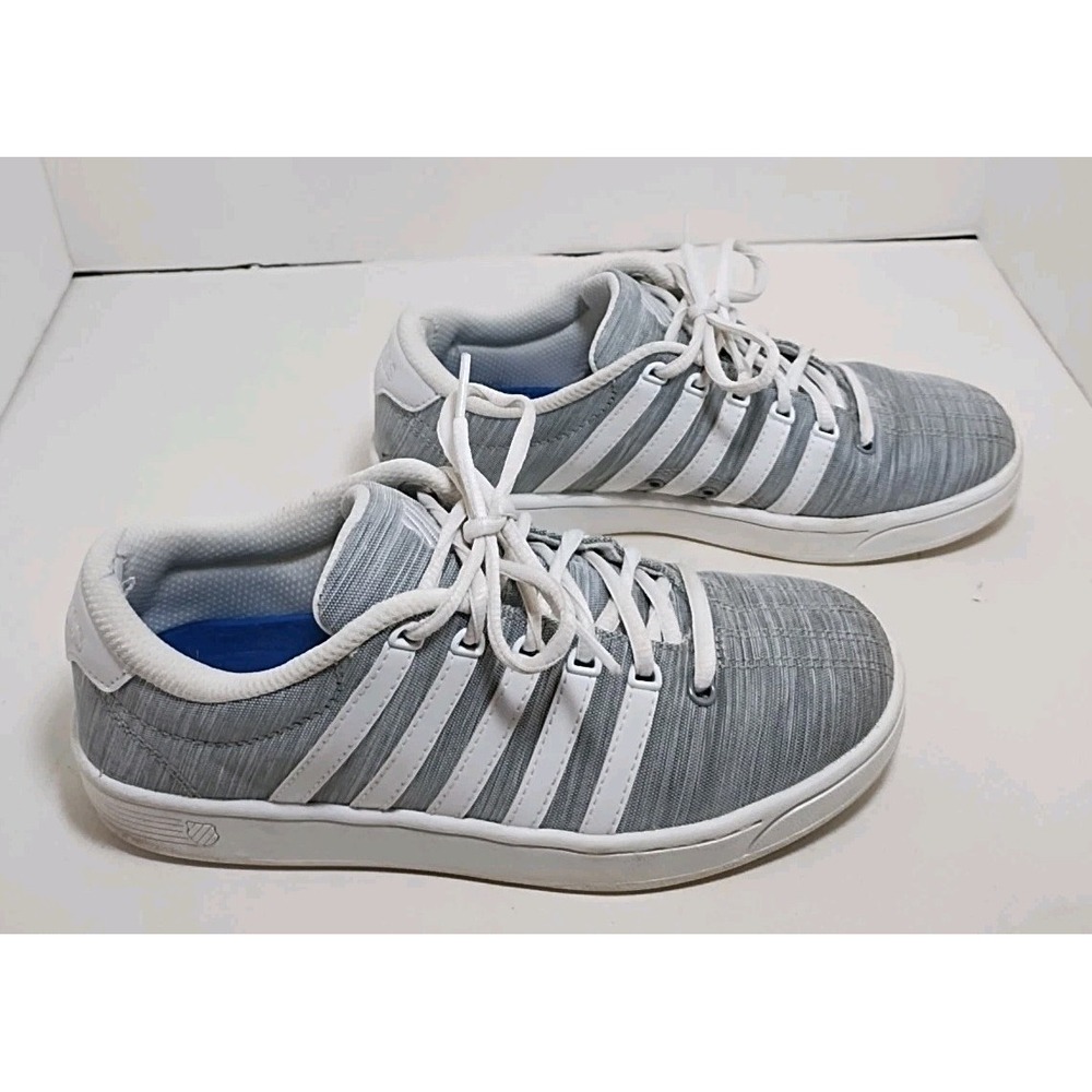 K-Swiss Sneakers Women's 6.5 Gray Canvas Tennis Shoes White Stripes Kswiss - Picture 3 of 13